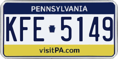 PA license plate KFE5149
