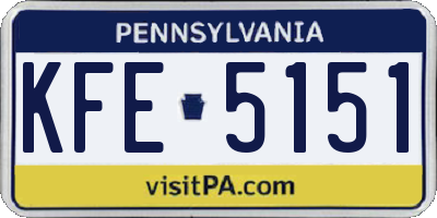 PA license plate KFE5151