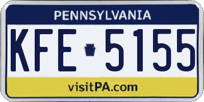 PA license plate KFE5155