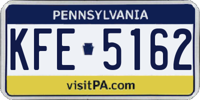 PA license plate KFE5162