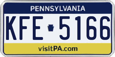 PA license plate KFE5166