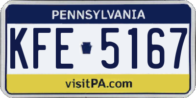 PA license plate KFE5167