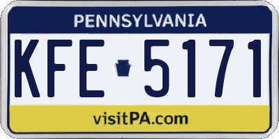 PA license plate KFE5171