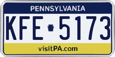 PA license plate KFE5173