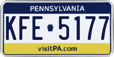 PA license plate KFE5177