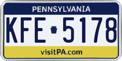 PA license plate KFE5178