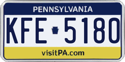 PA license plate KFE5180