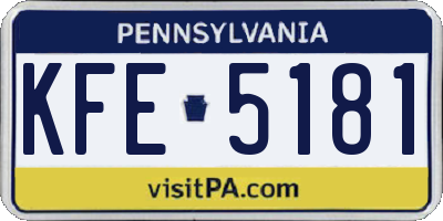 PA license plate KFE5181