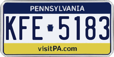 PA license plate KFE5183