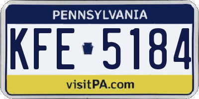 PA license plate KFE5184