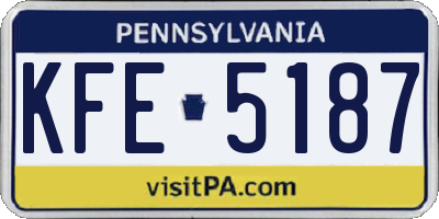 PA license plate KFE5187