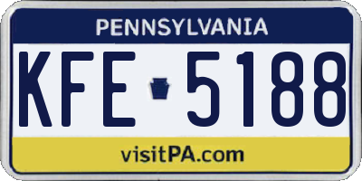 PA license plate KFE5188