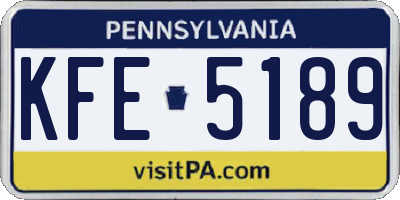 PA license plate KFE5189