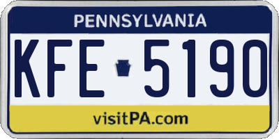 PA license plate KFE5190