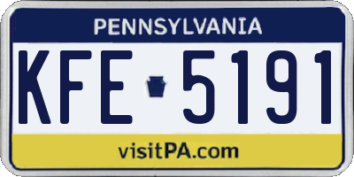 PA license plate KFE5191