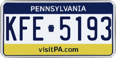 PA license plate KFE5193