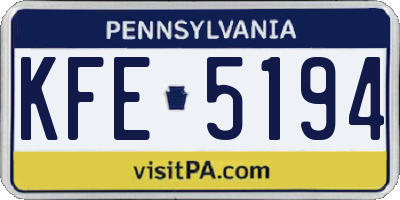 PA license plate KFE5194