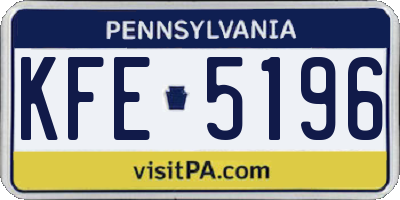 PA license plate KFE5196