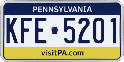 PA license plate KFE5201