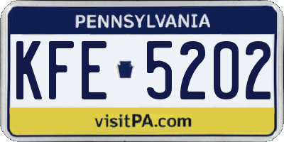 PA license plate KFE5202