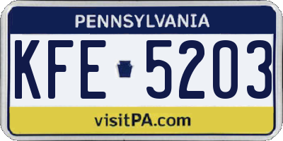 PA license plate KFE5203