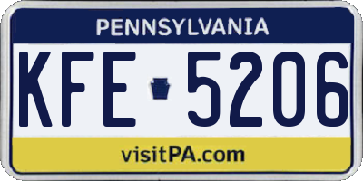 PA license plate KFE5206
