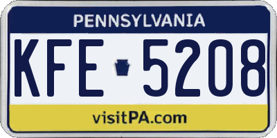 PA license plate KFE5208