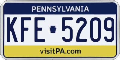 PA license plate KFE5209