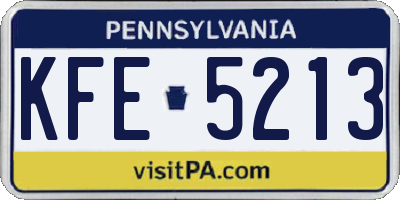 PA license plate KFE5213