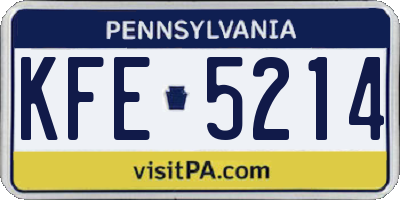 PA license plate KFE5214