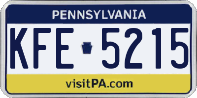 PA license plate KFE5215
