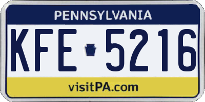 PA license plate KFE5216
