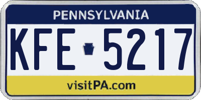 PA license plate KFE5217