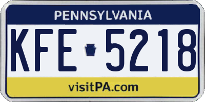 PA license plate KFE5218
