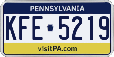 PA license plate KFE5219