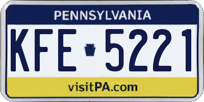 PA license plate KFE5221