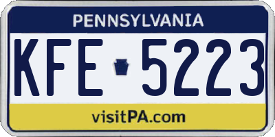 PA license plate KFE5223
