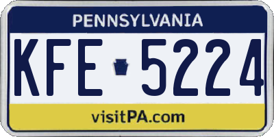 PA license plate KFE5224