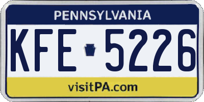 PA license plate KFE5226