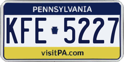 PA license plate KFE5227