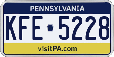 PA license plate KFE5228