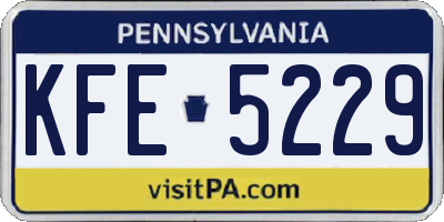PA license plate KFE5229