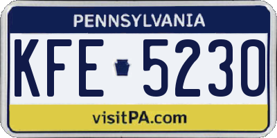 PA license plate KFE5230