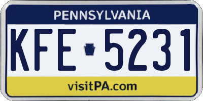 PA license plate KFE5231