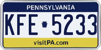 PA license plate KFE5233