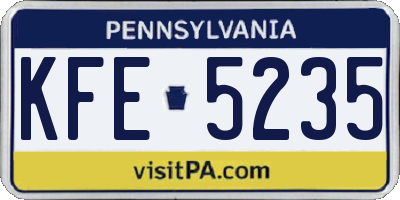 PA license plate KFE5235