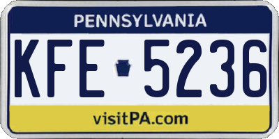 PA license plate KFE5236