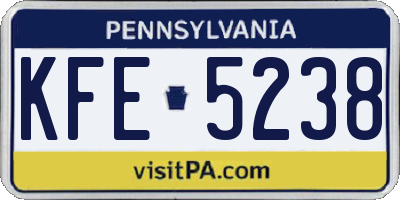PA license plate KFE5238