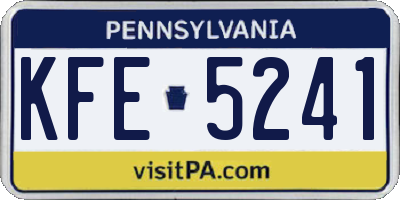 PA license plate KFE5241