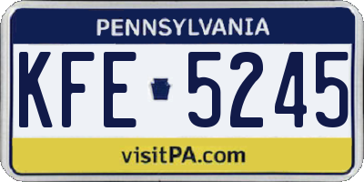 PA license plate KFE5245